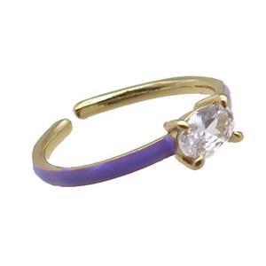 copper Rings, purple enameled, adjustable, gold plated, approx 4-6mm, 18mm dia [FN22357]