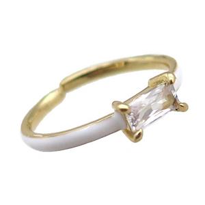 copper Rings, white enameled, adjustable, gold plated, approx 3-6mm, 18mm dia [FN22360]