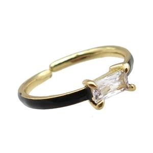 copper Rings, black enameled, adjustable, gold plated, approx 3-6mm, 18mm dia [FN22361]