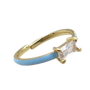 copper Rings, blue enameled, adjustable, gold plated, approx 3-6mm, 18mm dia [FN22363]