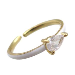 copper Rings, white enameled, adjustable, gold plated, approx 4-6mm, 18mm dia [FN22365]