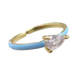 copper Rings, blue enameled, adjustable, gold plated, approx 4-6mm, 18mm dia [FN22367]