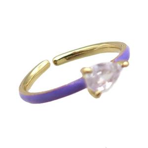 copper Rings, purple enameled, adjustable, gold plated, approx 4-6mm, 18mm dia [FN22368]