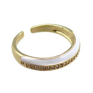 whtie Enameling copper ring pave zircon, gold plated, approx 5mm, 18mm dia [FN22375]