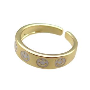 Copper Rings with enameling smileface, gold plated, approx 5.5mm, 18mm dia [FN22390]