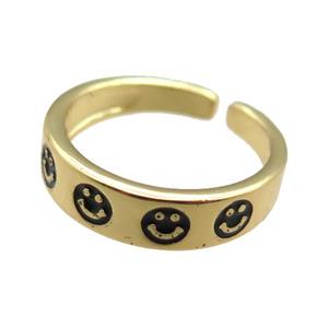 Copper Rings with enameling smileface, gold plated, approx 5.5mm, 18mm dia [FN22391]