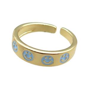 Copper Rings with enameling smileface, gold plated, approx 5.5mm, 18mm dia [FN22392]
