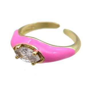 Enameling Copper Ring pave zircon, adjustable, gold plated, approx 8mm, 18mm dia [FN22402]
