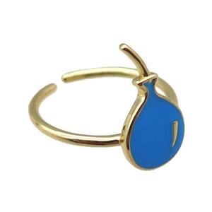 copper rings with blue enameling ballon, gold plated, approx 10-17mm, 20mm dia [FN22426]