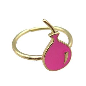 copper rings with pink enameling ballon, gold plated, approx 10-17mm, 20mm dia [FN22428]