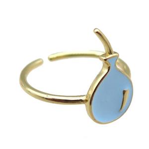 copper rings with blue enameling ballon, gold plated, approx 10-17mm, 20mm dia [FN22429]