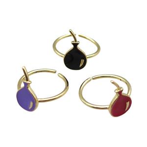 mix copper rings with enameling ballon, adjustable, gold plated, approx 10-17mm, 20mm dia [FN22431]