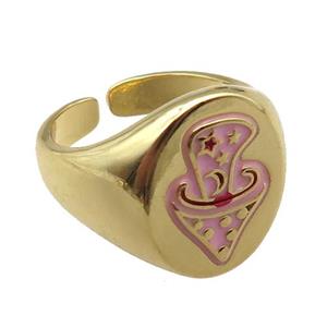 adjustable copper rings, enameling, gold plated, approx 17mm, 18mm dia [FN22432]