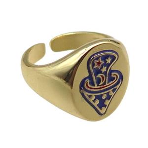 adjustable copper rings, enameling, gold plated, approx 17mm, 18mm dia [FN22433]