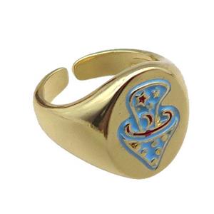 adjustable copper rings, enameling, gold plated, approx 17mm, 18mm dia [FN22434]