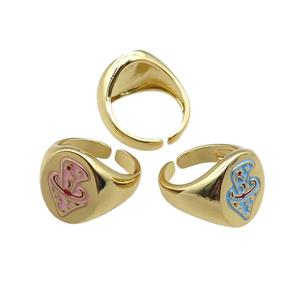 adjustable copper rings, mix, enameling, gold plated, approx 17mm, 18mm dia [FN22435]
