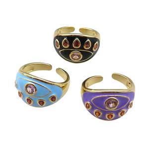 mix copper rings with enameled, adjustable, gold plated, approx 14mm, 18mm dia [FN22446]