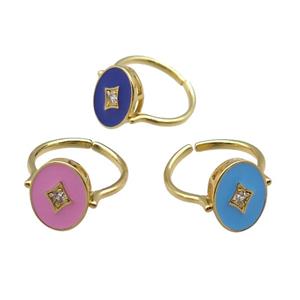 mix copper rings with enameled, adjustable, gold plated, approx 11-15mm, 18mm dia [FN22456]