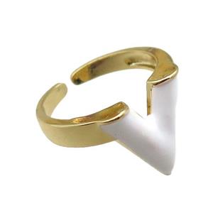 copper rings with white enameled, adjustable, gold plated, approx 15mm, 18mm dia [FN22463]