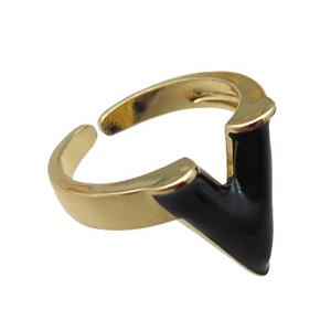 copper rings with black enameled, adjustable, gold plated, approx 15mm, 18mm dia [FN22464]