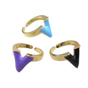 mix copper rings with enameled, adjustable, gold plated, approx 15mm, 18mm dia [FN22469]