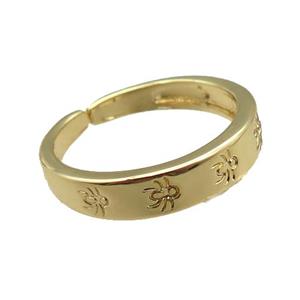 copper ring with honeybee, adjustable, gold plated, approx 5mm, 18mm dia [FN22539]