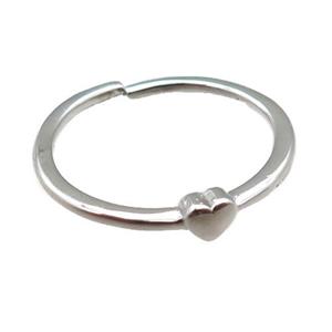 adjustable copper ring with heart, platinum plated, approx 18mm dia [FN22572]