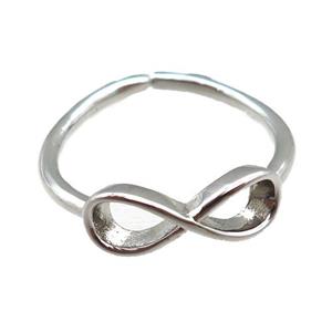 adjustable copper ring with infinity, platinum plated, approx 18mm dia [FN22574]