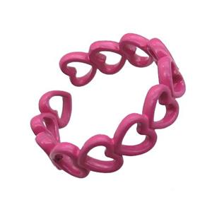 adjustable copper rings with pink lacquered, approx 6mm, 18mm dia [FN22655]
