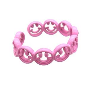 copper rings with pink lacquered, approx 6mm, 18mm dia [FN22667]