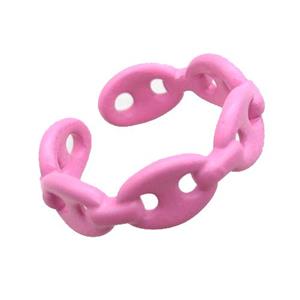 copper rings with pink lacquered, pignose, approx 6mm, 18mm dia [FN22675]