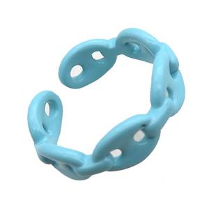 copper rings with teal lacquered, pignose, approx 6mm, 18mm dia [FN22678]