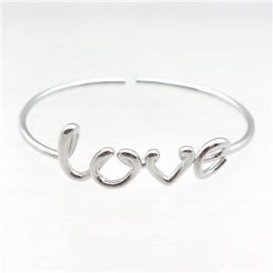copper LOVE bangle, adjustable, platinum plated, approx 50-60mm dia [FN22695]