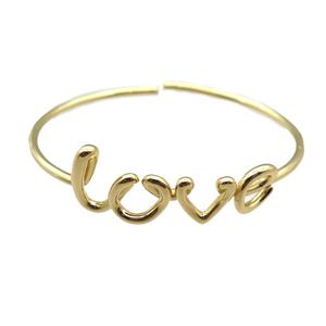 copper LOVE bangle, adjustable, gold plated, approx 50-60mm dia [FN22696]