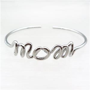 copper MOM bangle, adjustable, platinum plated, approx 50-60mm dia [FN22697]