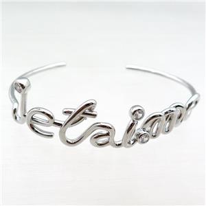 copper bangle, adjustable, platinum plated, approx 50-60mm dia [FN22699]