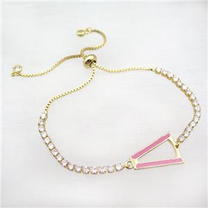 copper bracelet pave zircon, adjustable, gold plated, approx 14-18mm, 24cm length [FN22704]