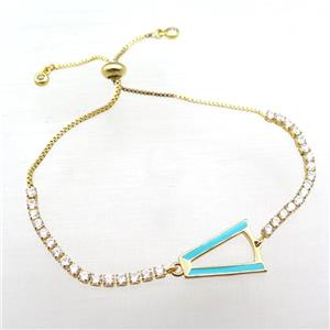 copper bracelet pave zircon, adjustable, gold plated, approx 14-18mm, 24cm length [FN22705]