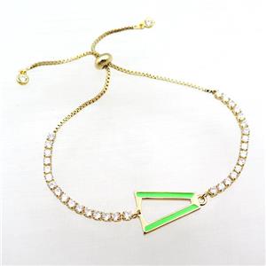 copper bracelet pave zircon, adjustable, gold plated, approx 14-18mm, 24cm length [FN22706]