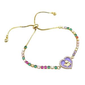 copper bracelet pave zircon, adjustable, gold plated, approx 12mm, 24cm length [FN22712]