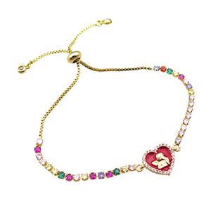 copper bracelet pave zircon, adjustable, gold plated, approx 12mm, 24cm length [FN22713]