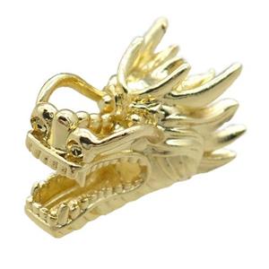 copper dragonhead charm beads, gold plated, approx 14-25mm, 5mm hole [FN22731]
