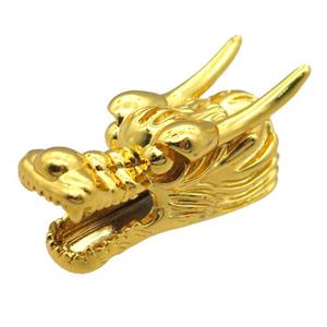 copper dragonhead charm beads, gold plated, approx 15-40mm, 6mm hole [FN22734]