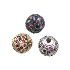 round copper beads paved zircon, mixed, approx 8mm dia [FN22741-8MM]