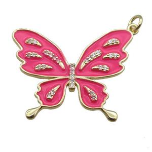 copper butterfly pendant with enameled, gold plated, approx 25-32mm [FN22745]
