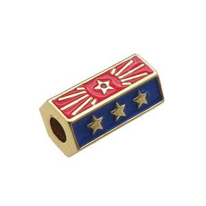 copper tube beads, red enameled, gold plated, approx 8.5-16.5mm, 4mm hole [FN22785]