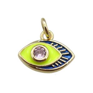 copper eye charm pendant, enameled, gold plated, approx 7-11mm [FN22792]