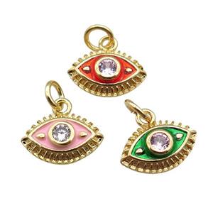 copper eye charm pendant, enameled, mixed, gold plated, approx 7-11mm [FN22796]