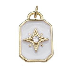 copper rectangle pendant, northstar, enameled, gold plated, approx 12-20mm [FN22807]