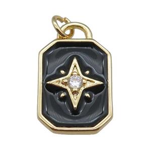 copper rectangle pendant, northstar, black enameled, gold plated, approx 12-20mm [FN22808]